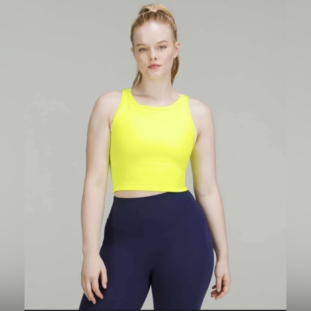 Lululemon Yellow Power Pivot Ribbed Reversible Tank Top sz 10 performance active